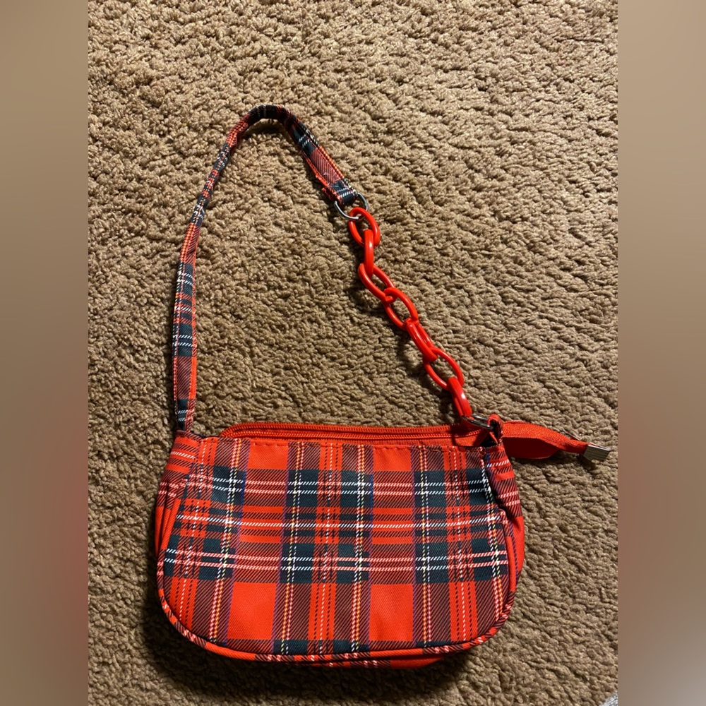 Plaid Purse with Chain Handle